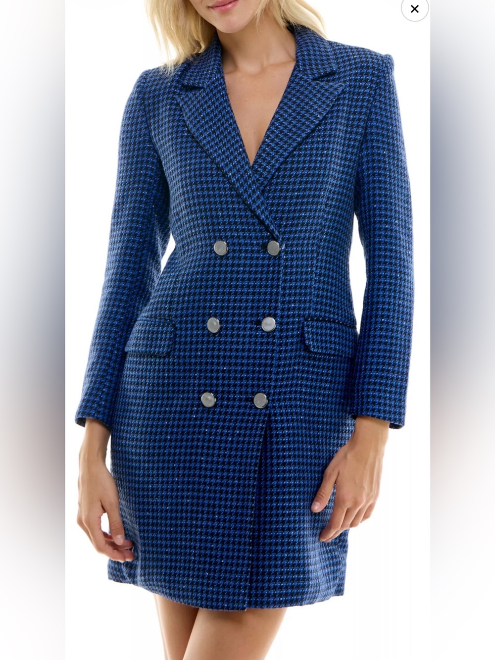 Women's Nicole Miller Lurex Boucle Double Breasted Shirtdress